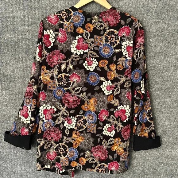 Vintage Artsy Floral Cardigan Womens Small Colorful Open Front Granny Top - Picture 3 of 13